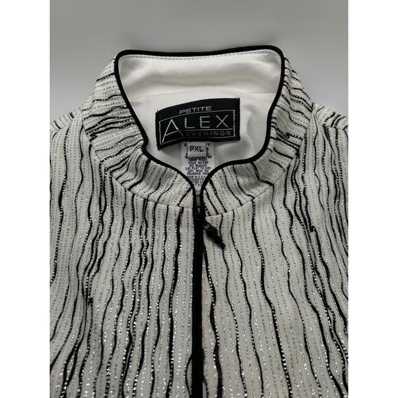 Alex Evenings Women's Evening Blouse White Black Sparkle Size XL - Picture 1 of 10